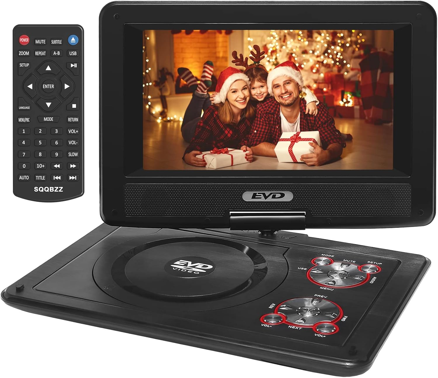 Detalle de SQQBZZ PD-9806 Portable DVD Player, 9.5-Inch Swivel Screen, 5-Hour Battery