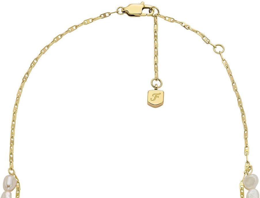 Thumbnail 5 de Collier double Fossil Heritage Pearl en fausses perles d’eau douce blanches, acier inoxydable doré JF04728710