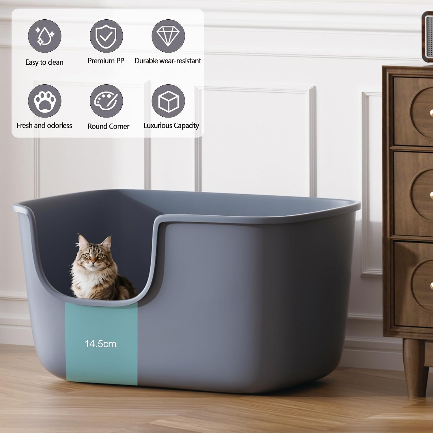 Detalle de Vealind Large High Sided Cat Litter Tray, 22 in