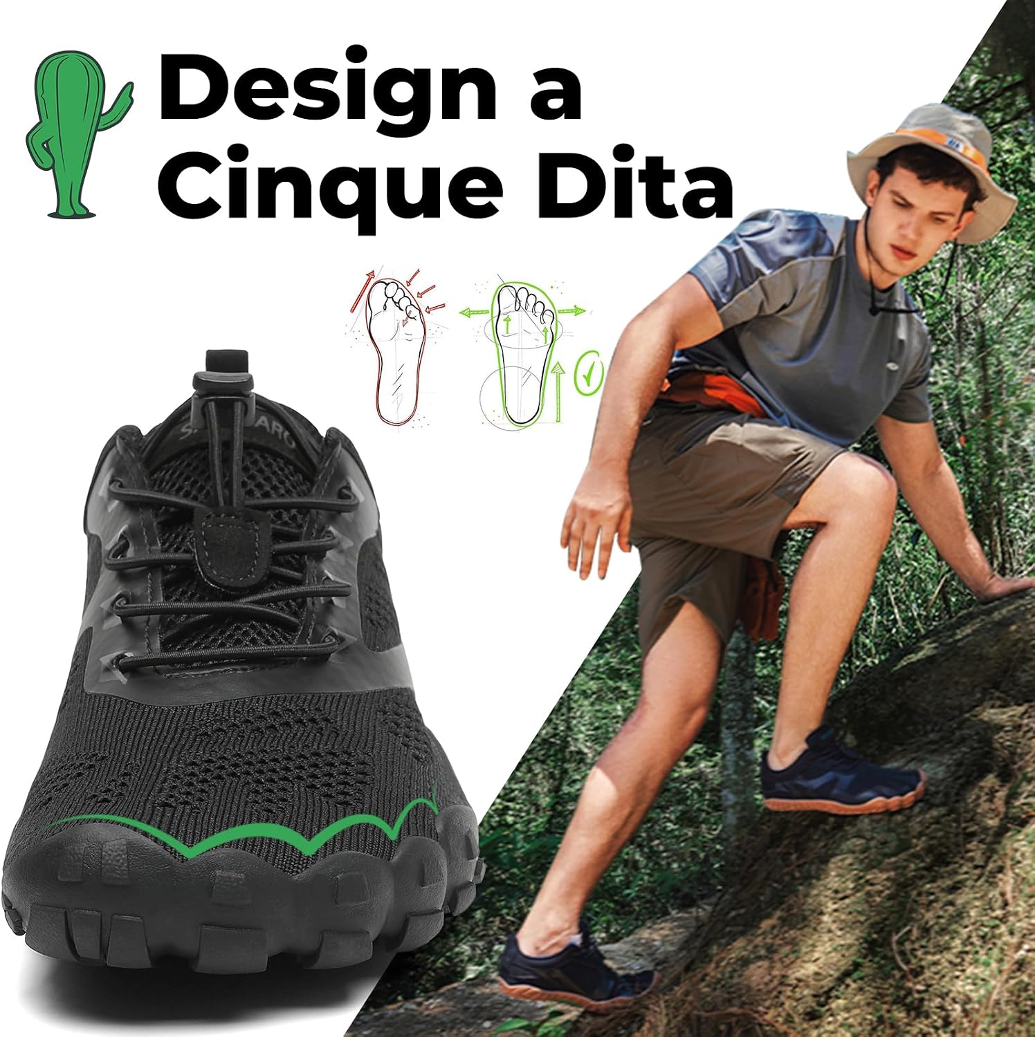 Detalle de SAGUARO Scarpe Barefoot minimaliste da trail running con punta larga e suola zero drop (Gr. 36-48)