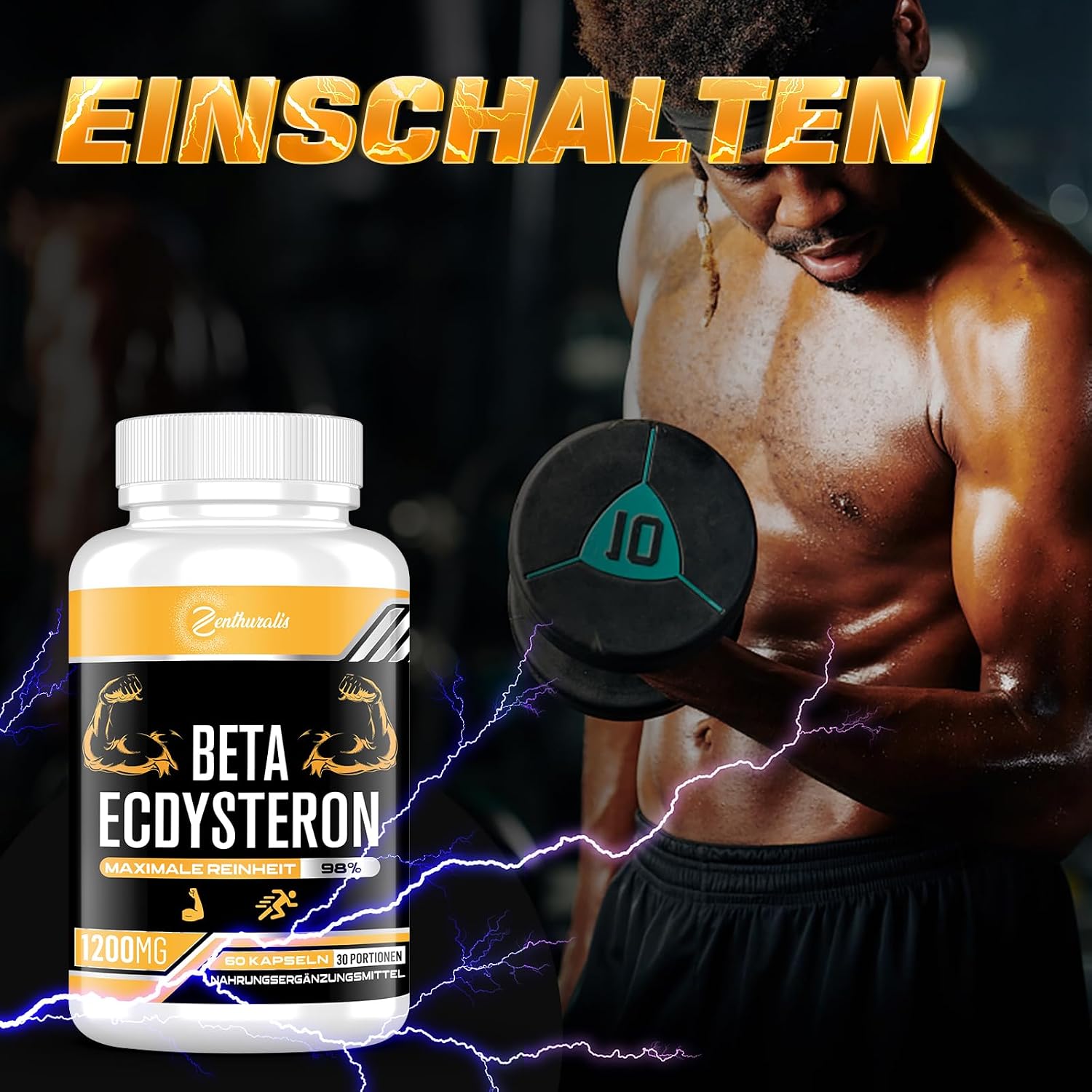 Detalle de Beta-Ecdysteron-Ergänzung 1200 mg | 98% Reinheit, 60 Stück – Pflanzliche Ecdysteron-Quelle für aktive Nutzer