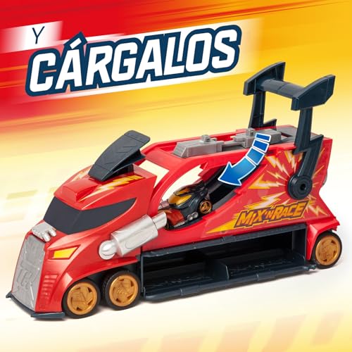 Detalle de T-Racers Mix ’N Race Thunder Truck: 3 acciones en 1 y espacio para 7 coches