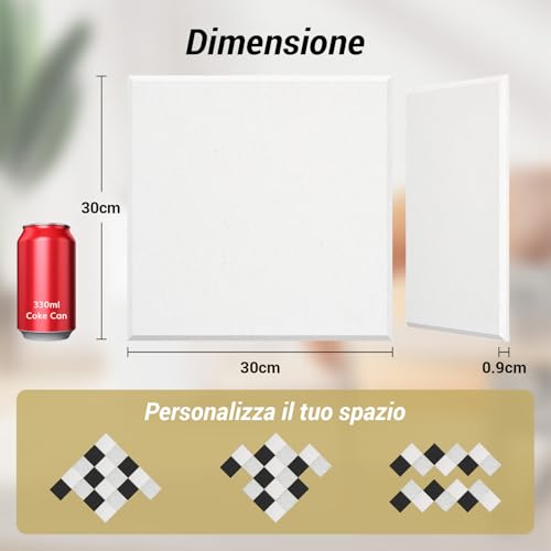 Detalle de TONOR Set Di Pannelli Acustici Adesivi 18 Pannelli 30 x 30 cm per Pareti e Soffitti
