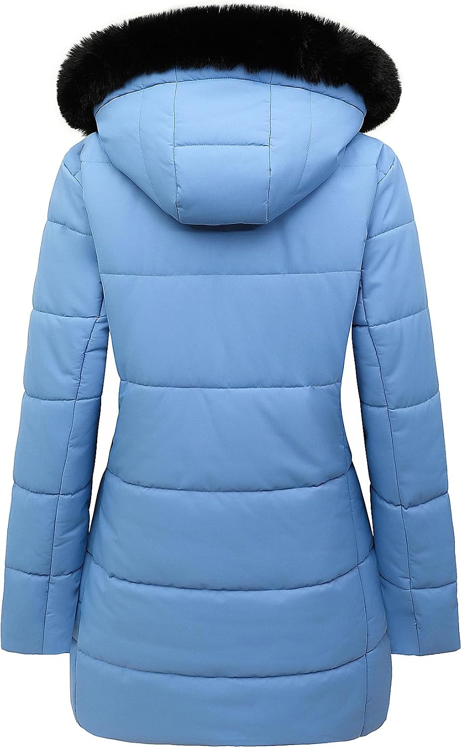 Detalle de MOERDENG Women's Long Winter Puffer Coat, Waterproof with Detachable Faux-Fur Hood