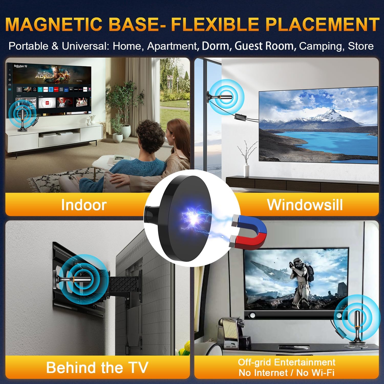 Detalle de Indoor TV Aerial: 2026 Digital TV Aerial for Smart TV with Signal Booster