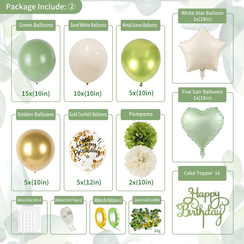 Thumbnail 2 de Geburtstagsdeko Grün Gold – Grüne Gold-Deko Set für Damen-Geburtstag mit Happy Birthday Banner und exklusiven Details