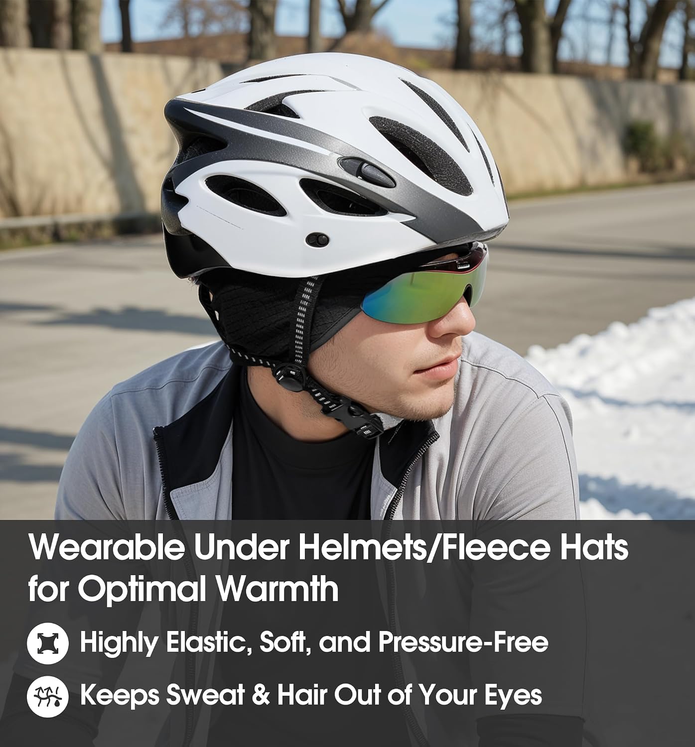 Detalle de SUNMECI Grid Fleece Ear Warmer Headband, Lightweight Stretch Fit, Double-Layer Ears