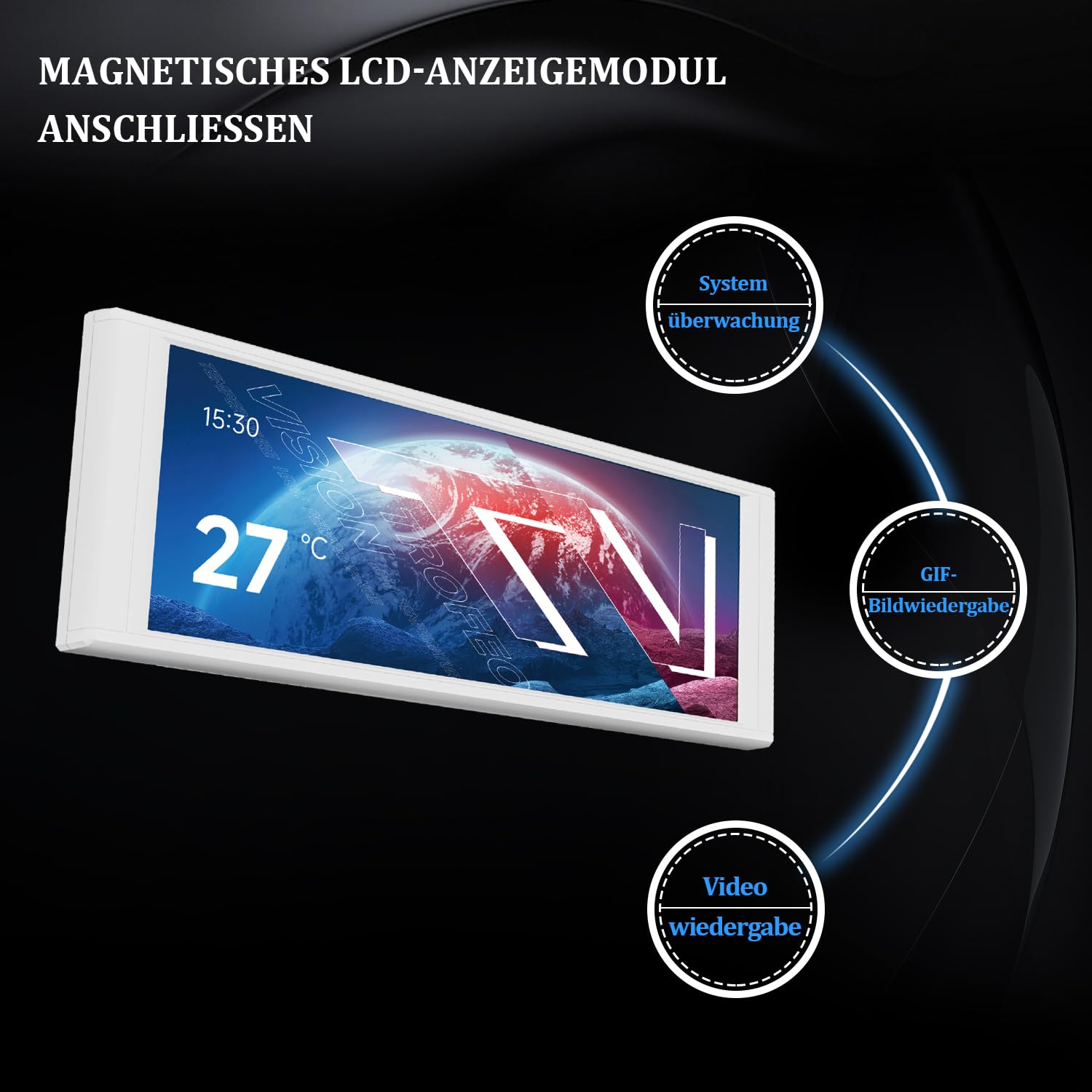 Detalle de Thermalright Trofeo Vision LCD Weiß 6,86-Zoll – Vollfarb-LCD Display für CPU-Wasserkühlung