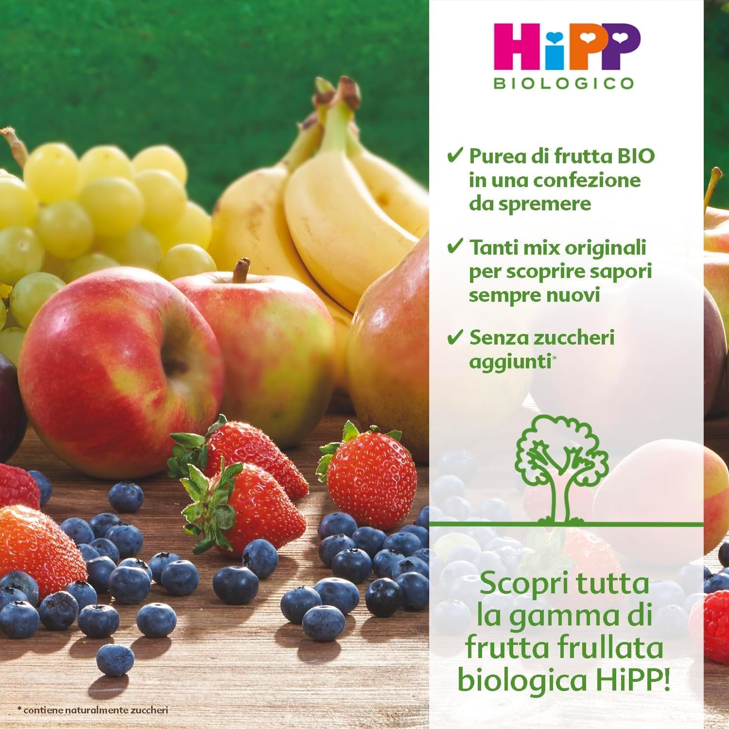 Detalle de HiPP Frutta E Verdura Frullata Gusto Mela, Pera e Zucca — 8 Confezioni da 90 g (720 g) Bio