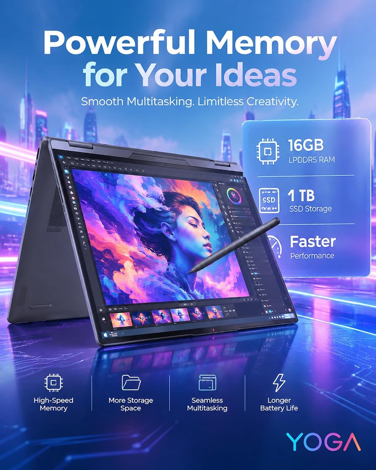 Detalle 1 de Lenovo 2-in-1 laptop 16-inch