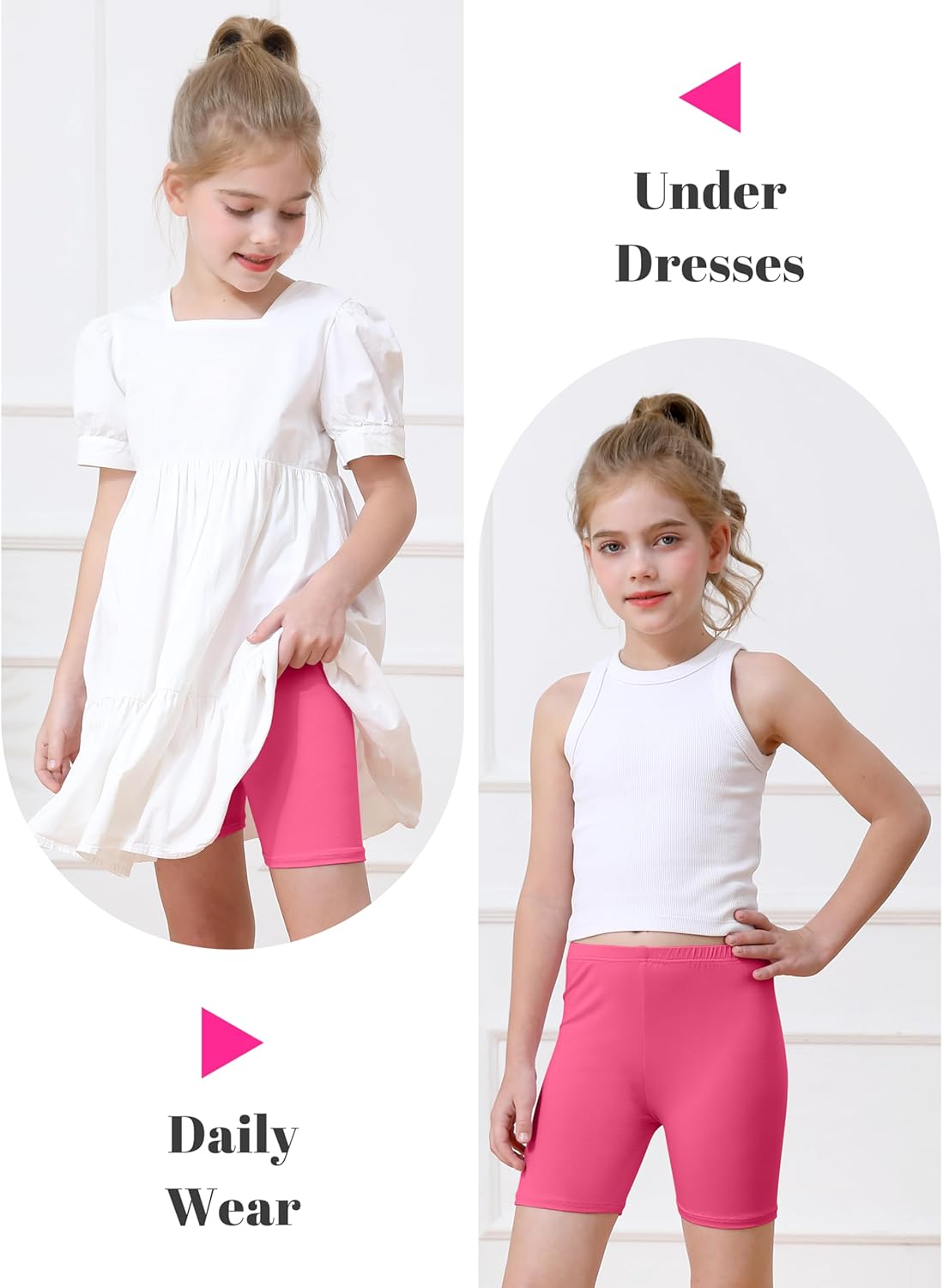 Detalle de Resinta 6-Pack Girls Bike Shorts (Under Dress, Dance & Play) – Multicolor