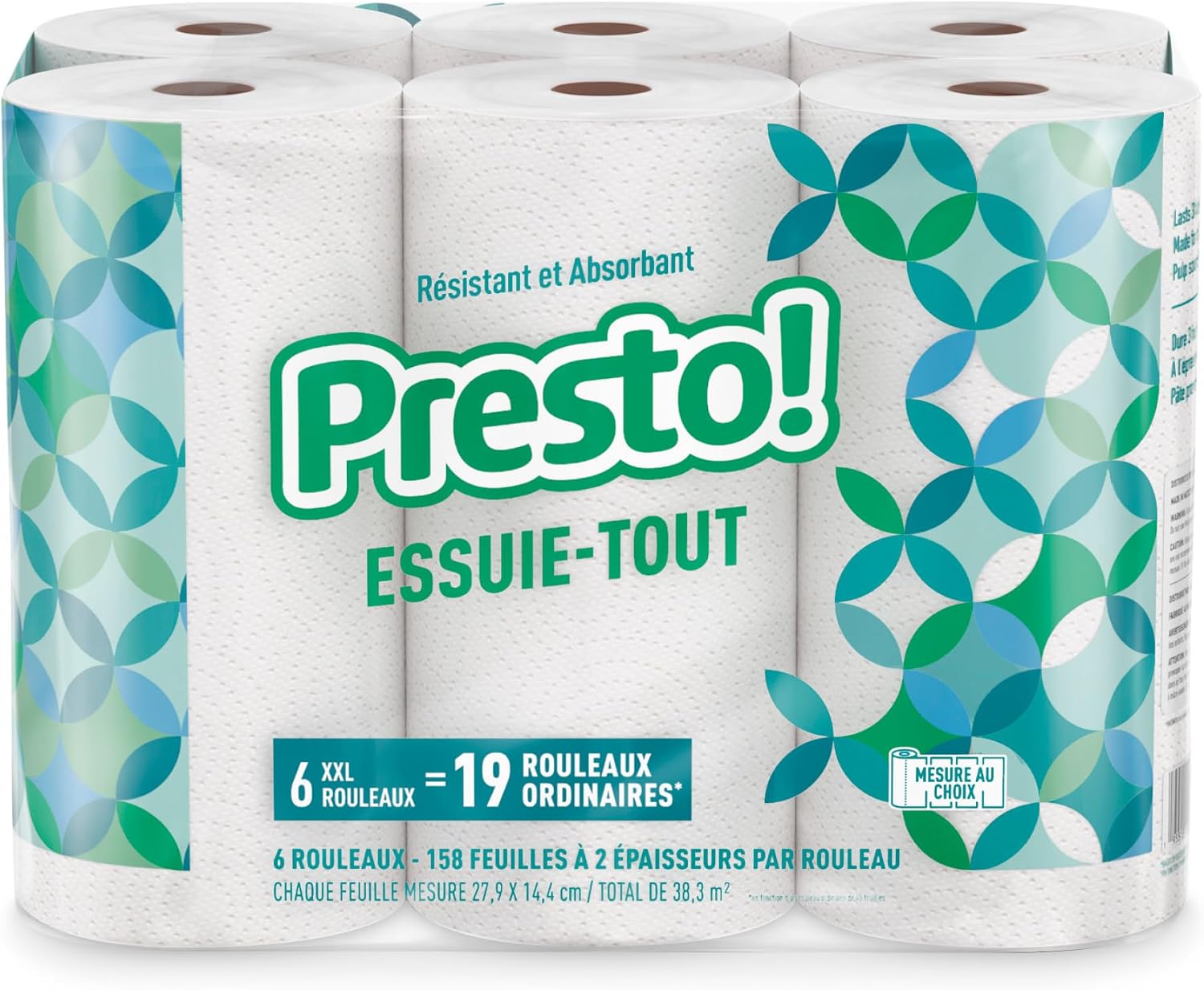 Detalle 2 de Amazon Presto! Ultra Strong Paper Towels, Huge Roll, 6 Count (158 sheets per roll)