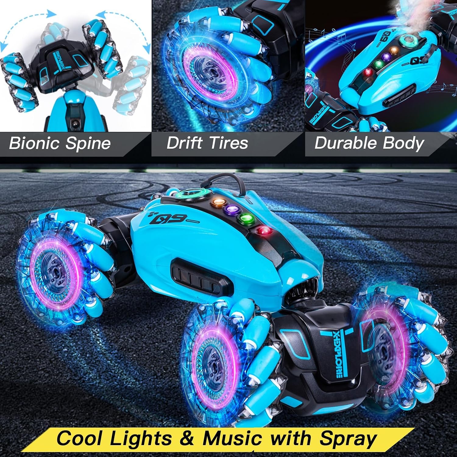 Thumbnail 6 de Highttoy HH808 stuntauto met 4WD, gebarenbesturing en licht- en muziekeffecten