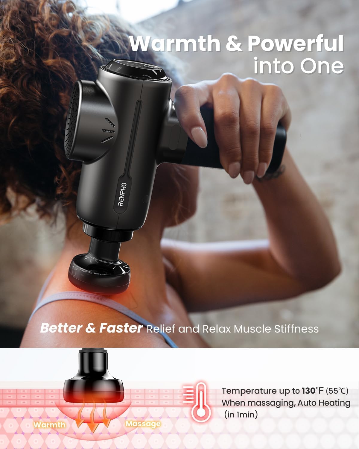 Detalle 2 de RENPHO Massage Gun pistola de masaje 2000 mAh