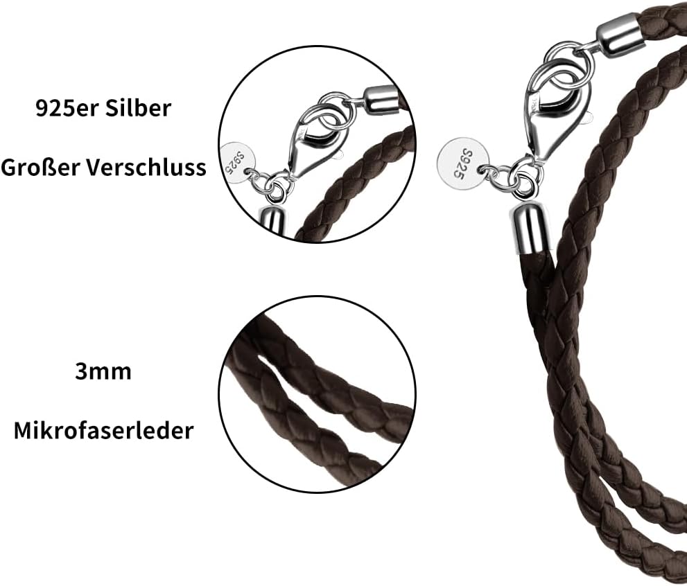 Detalle 2 de Viwind Lederarmband Damen Geflochten 34–36 cm