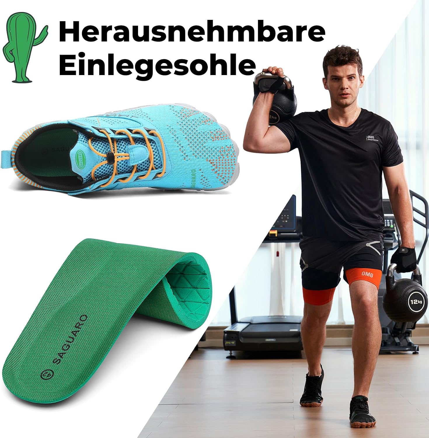 Detalle de SAGUARO Unisex Barfußschuhe Outdoor mit Zehenbereich und Zero-Drop Sohle (Gr. 36–48)