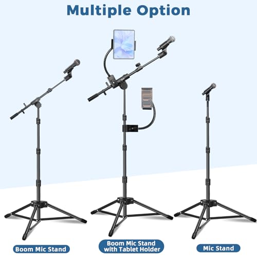 Detalle de GUITTO GMS-04 Mikrofonständer mit Doppel-Halter für Smartphone/Tablet – vielseitig einsetzbares Studio-Stativ