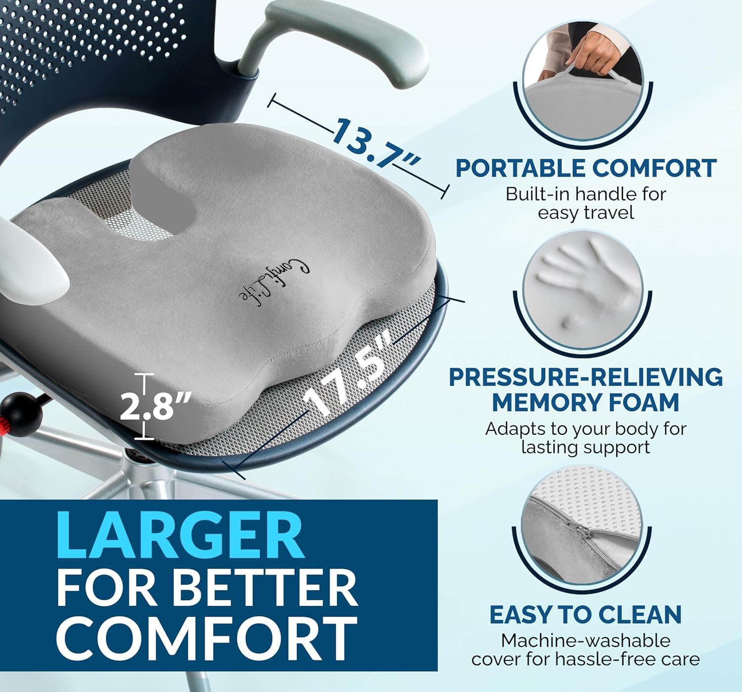 Thumbnail 5 de ComfiLife B014F18ZGU Gel Memory Foam Seat Cushion with Cooling Gel Layer