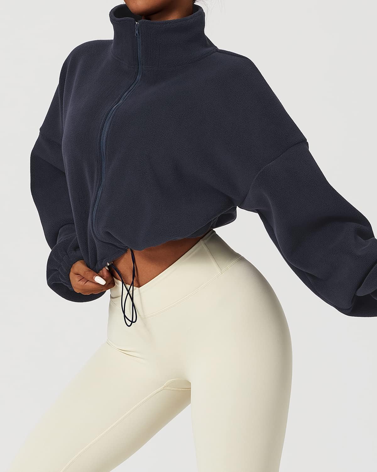 Thumbnail 4 de QINSEN Women's Full Zip Fleece Short Jacket: Warmth, Style, and Easy Care in a Cropped Winter Layer
