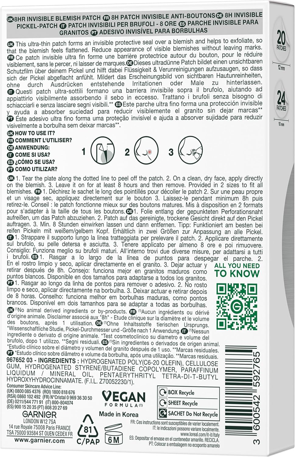 Detalle 2 de Garnier Pure Active Parche Visible Anti-Granitos 💧 88u