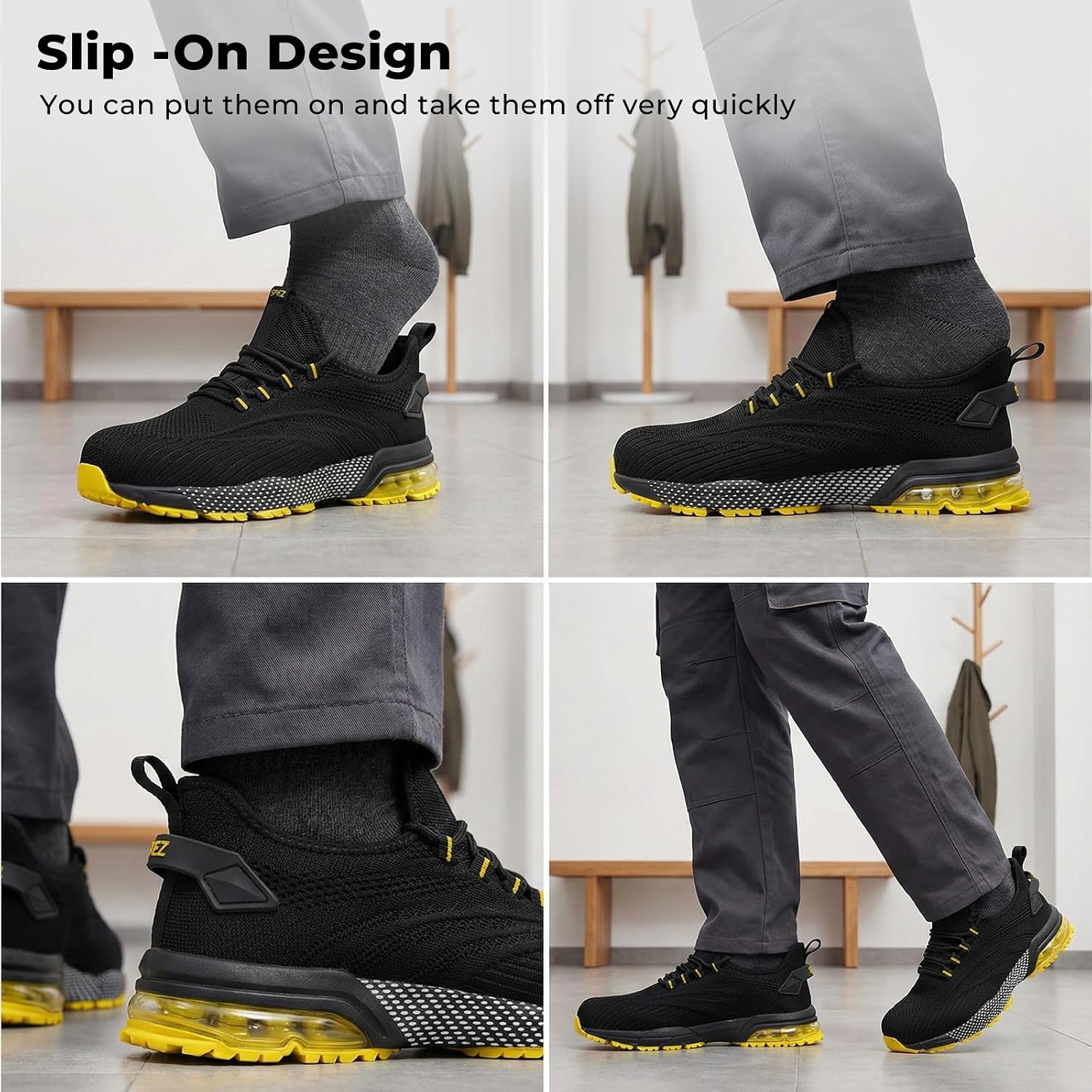 Thumbnail 1 de SPIEZ Scarpe antinfortunistiche unisex con punta composita e ammortizzatore ad aria – Nero Blu/Nero Verde EU36-46
