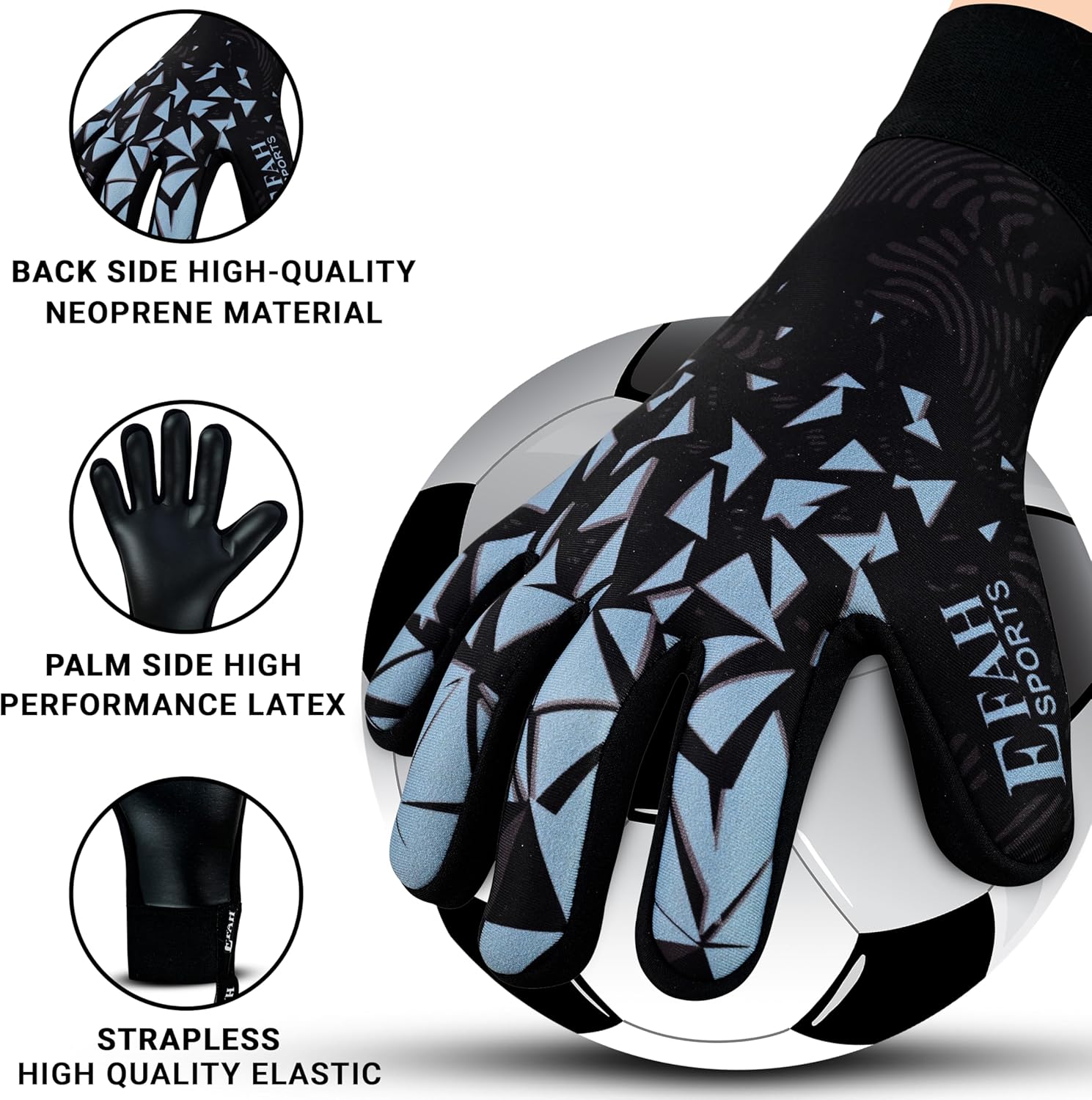 Detalle 2 de EFAH SPORTS Football Goalkeeper Gloves for Youth