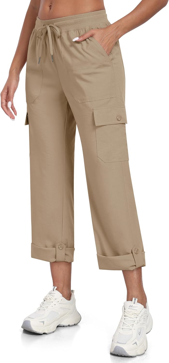 Detalle de JINSHI Pantalon de Randonnée Femme Cargo 3/4