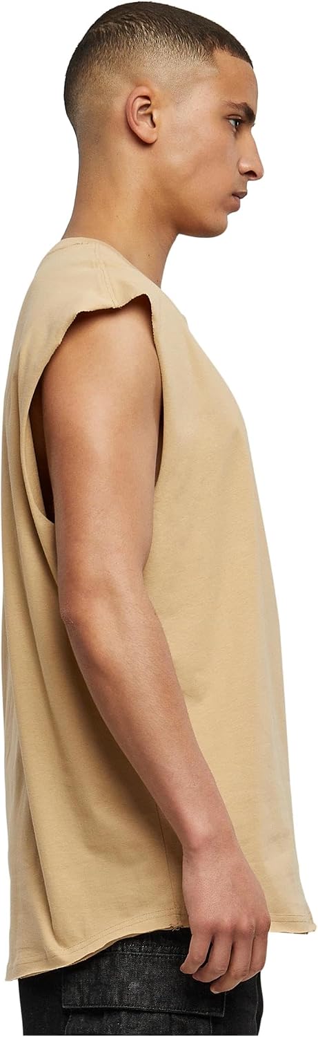 Detalle de Urban Classics Open Edge Sleeveless Tee Uomo – Unionbeige