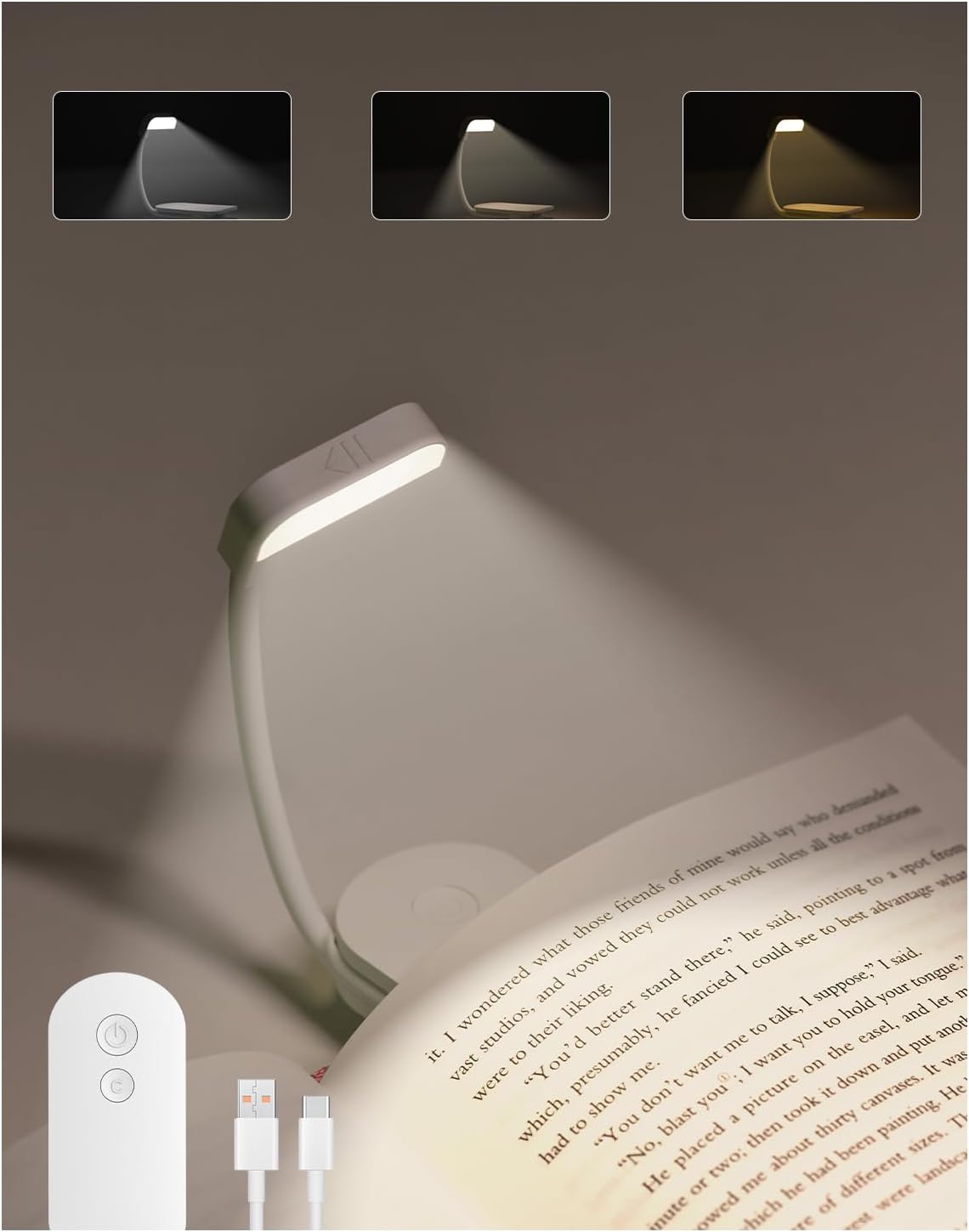 Thumbnail 6 de AdalyRoma leeslamp voor boeken, 20 leds, 3 kleurtemperaturen en timer