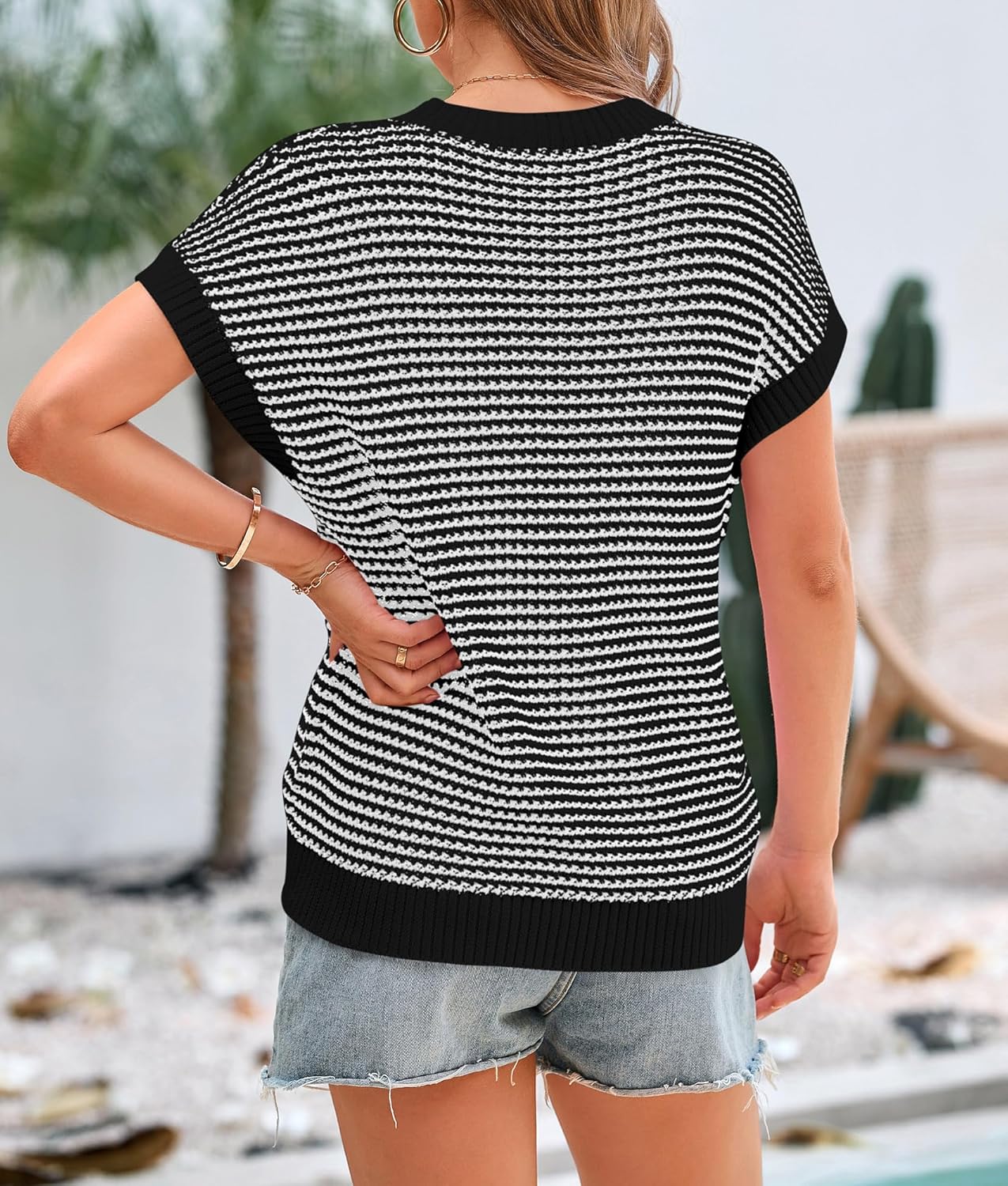 Thumbnail 1 de PRETTYGARDEN Women's Short Sleeve Knit Sweater Vest Top