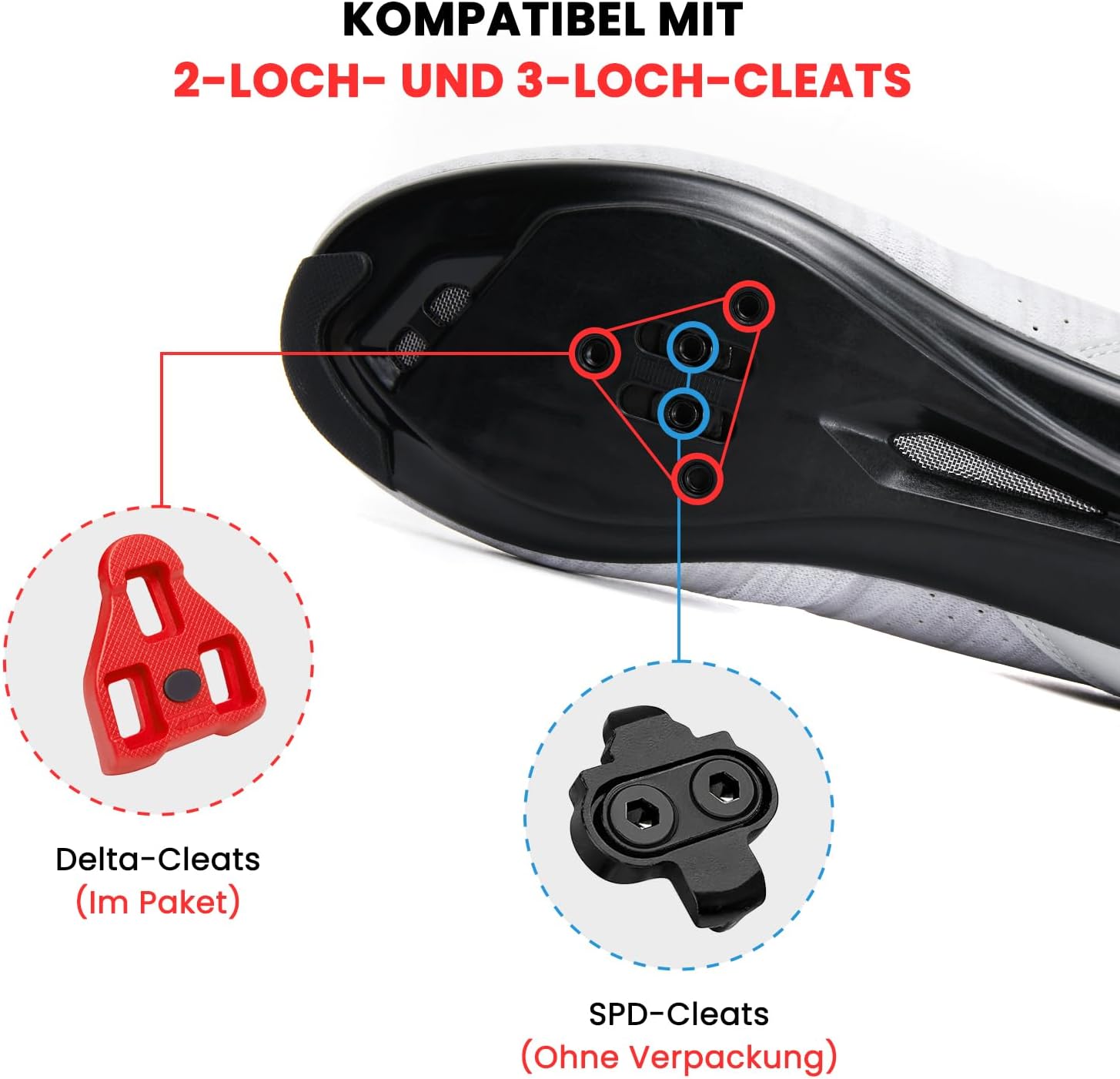 Detalle 2 de Feyenold Fahrradschuhe für Herren & Damen – Kompatibel mit Peloton, SPD & Look Delta, mit Carbonsohle