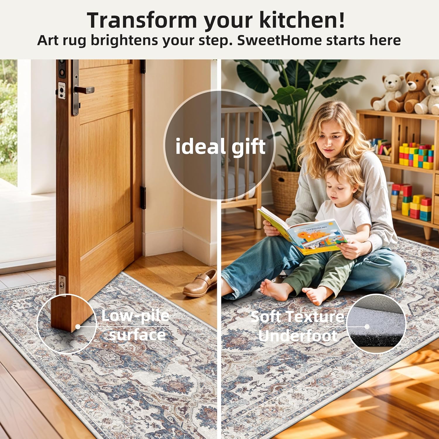 Detalle de Kitchen Rug Set 4-Pack, Water-Resistant Mats