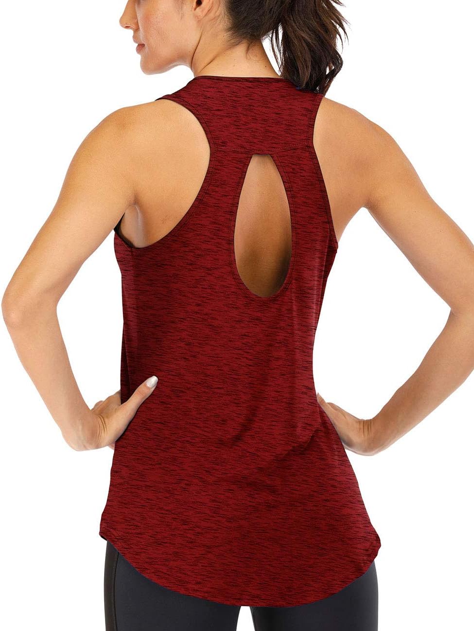 Detalle de ICTIVE Débardeur de Yoga pour Femmes Ample — Dos nu avec ouverture en forme de serrure