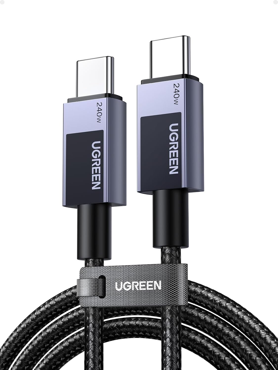 Detalle de UGREEN USB-C-kabel 240 W, PD 3.1, 5 A/48 V en gevlochten nylon