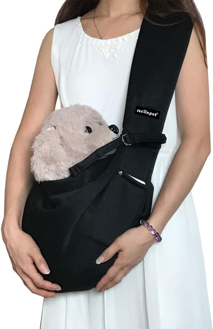 Thumbnail 2 de Leconpet Dog Sling Carrier Shoulder Bag (Black) with Phone Pocket and Safety Lock