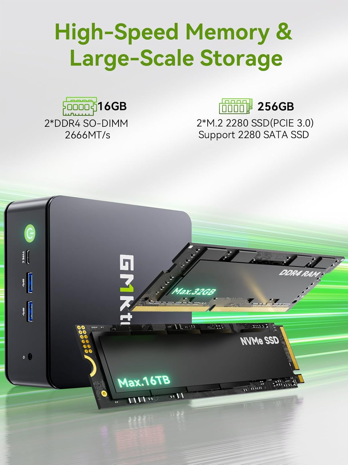 Thumbnail 4 de GMKtec Mini PC G11 with AMD Ryzen Embedded R2514 (Beats 4300U/N150) — 16GB RAM, 512GB SSD, Dual 2.5GbE, Triple Display Support