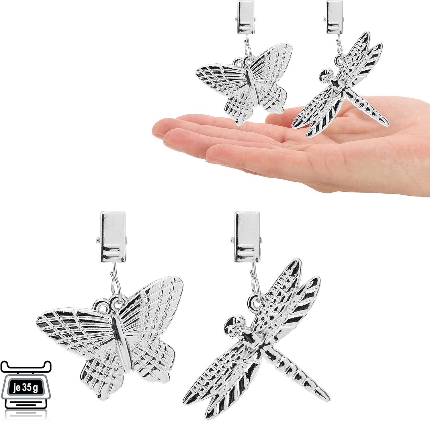 Thumbnail 4 de com-four® Pesos para manteles 35 g libélula y mariposa