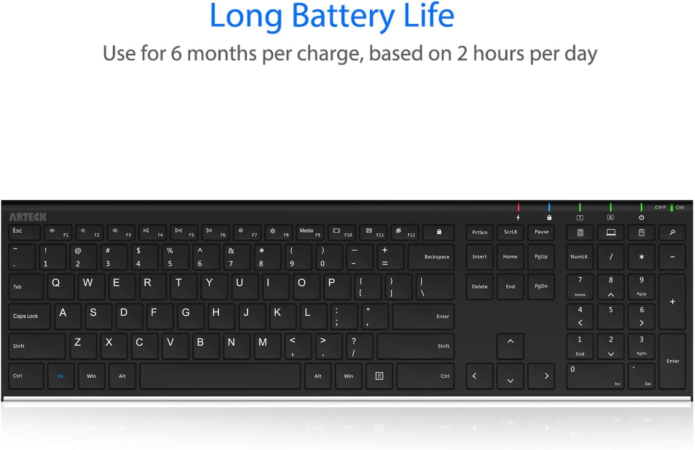 Thumbnail 4 de Arteck Stainless Steel 2.4G Wireless Keyboard