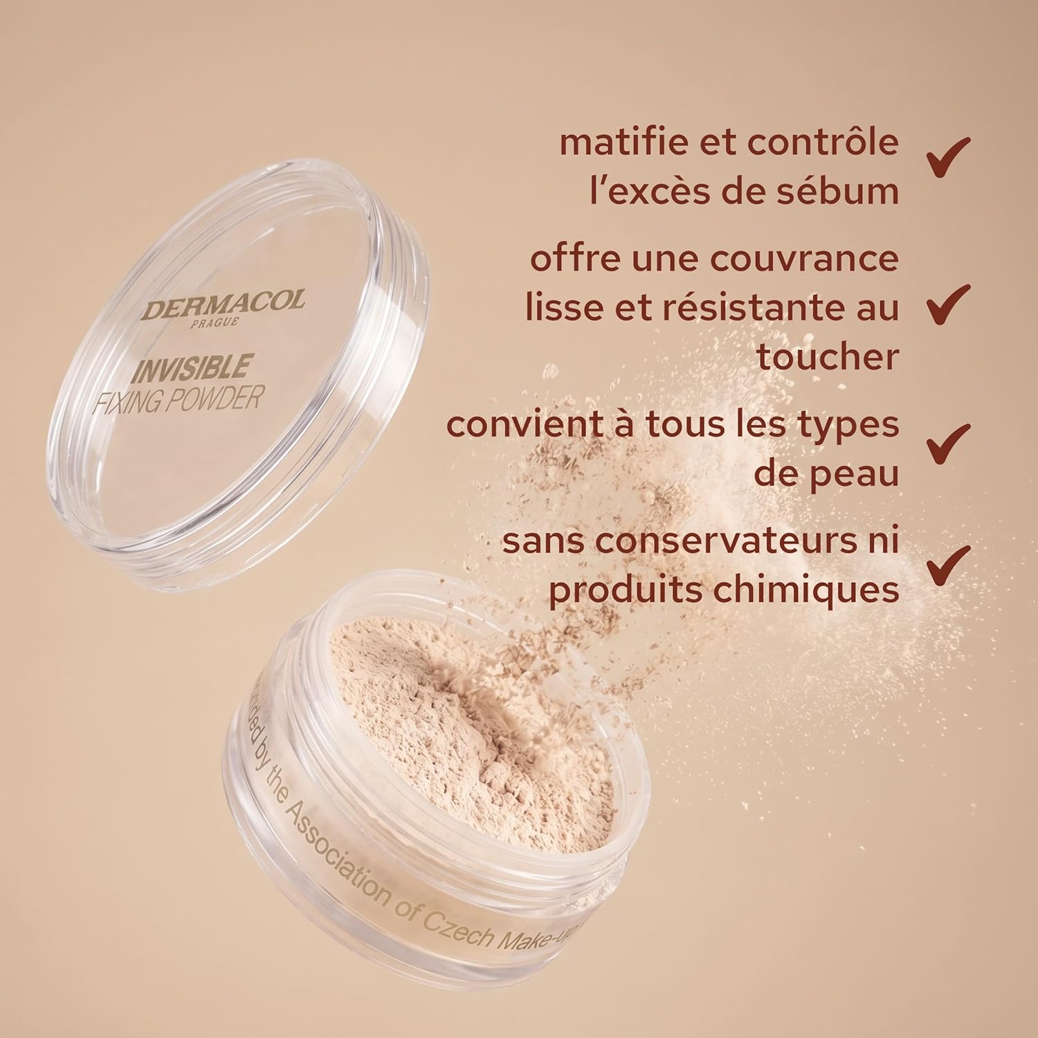 Thumbnail 2 de Dermacol Poudre fixante invisible pour le visage (poudre libre translucide) – Light, 13,5 g