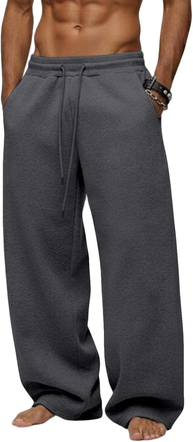 Detalle de Wide-Leg Fleece Sweatpants, 65% Polyester