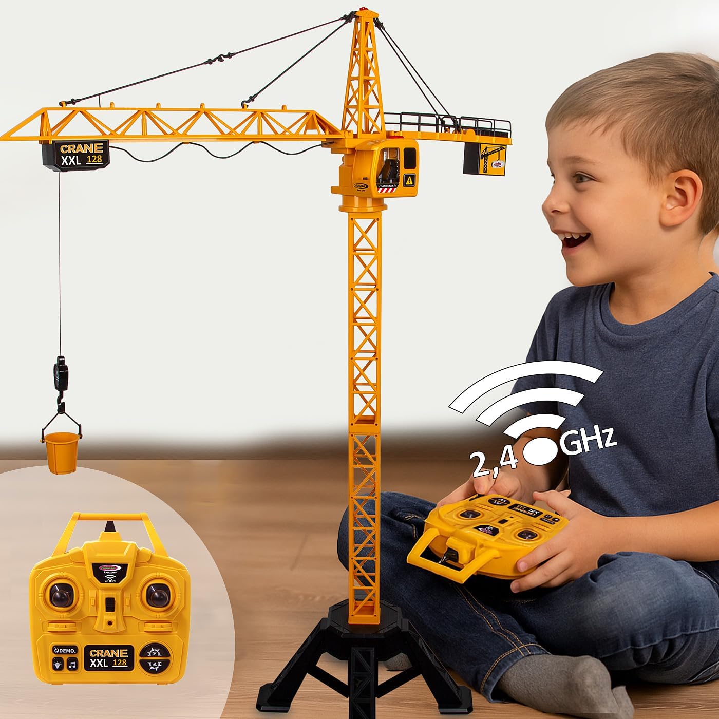 Detalle 2 de JAMARA 406320 Crane XXL 128 – dźwig wieżowy 2,4 GHz z metalowym hakiem