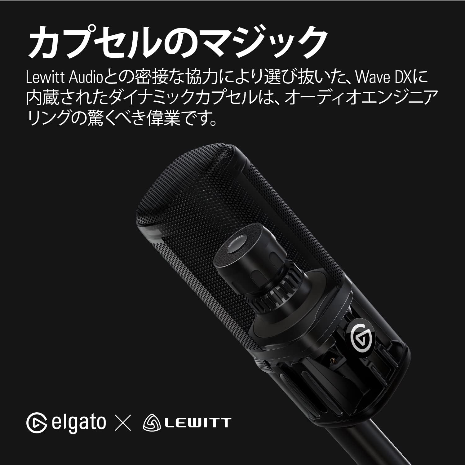 Detalle de Elgato Wave DX ダイナミックXLRマイク、単一指向性・発話向け設計