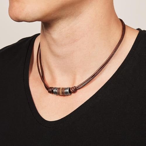 Detalle de Fossil Halskette Für Männer Vintage Casual – Braun Leder, JF00899797