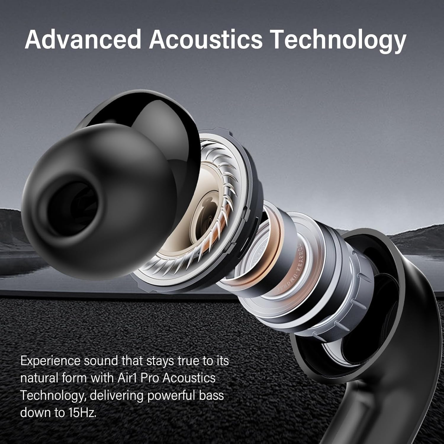 Detalle de DUCOCUB Air1 Pro cuffie Bluetooth con ANC ibrida fino a -45 dB, Hi-Res e EQ personalizzato
