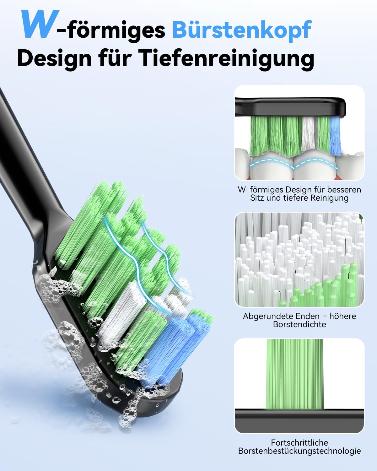 Thumbnail 6 de JTF brosse à dents électrique sonique avec station UV (séchage), 5 modes et 6 têtes de rechange
