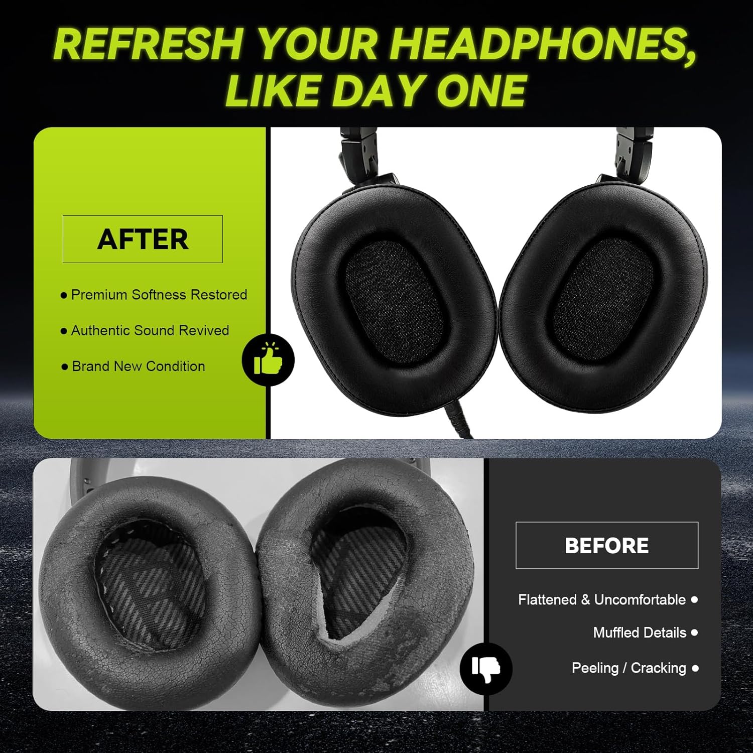 Thumbnail 5 de Coussinets d’oreille de remplacement en mousse à mémoire de forme (2 pièces) pour casques audio type ATH-M50, M50x, M50s, M40x, M30x, M20x