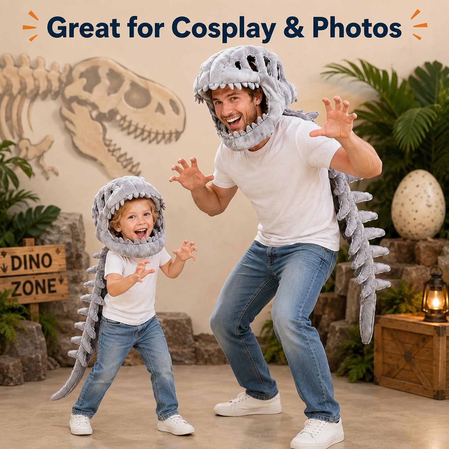 Thumbnail 4 de TVVPGG Dinosaur Skeleton Costume, 47-Inch Plush Spinosaurus Set