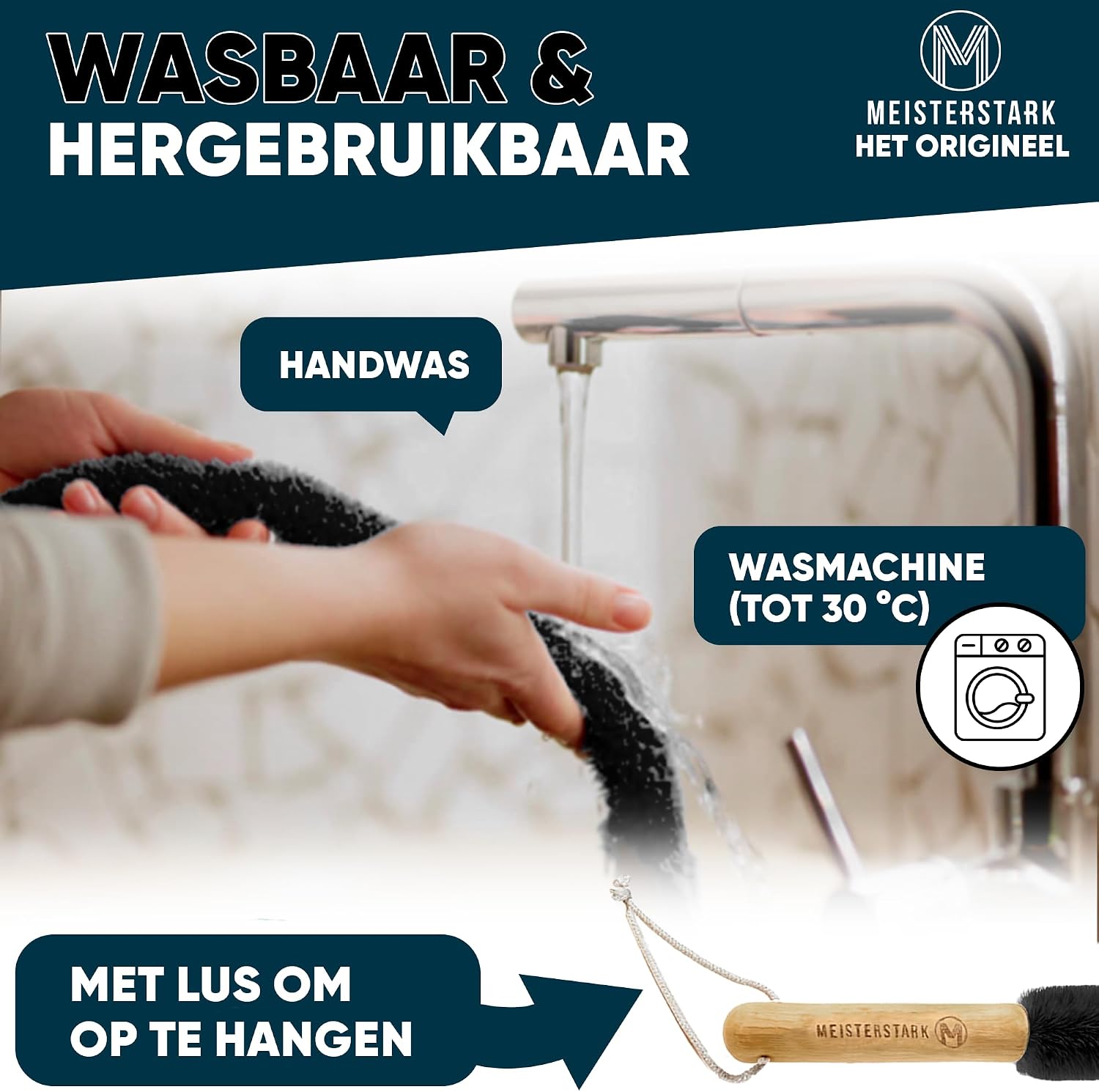 Detalle 1 de M Meisterstark M-020 radiatorborstel, 115 cm, flexibel en wasbaar