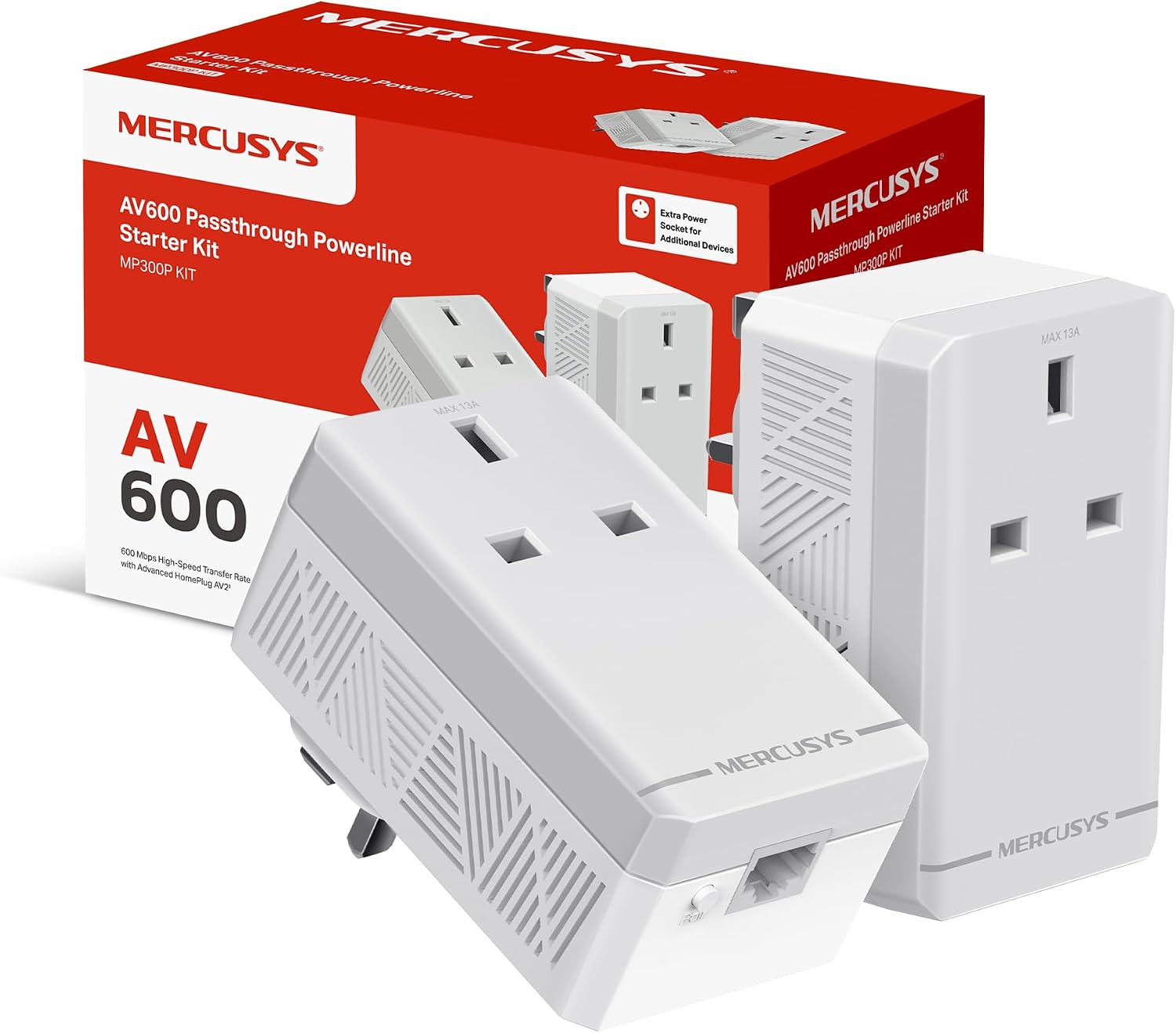 Detalle de Mercursys MP300P AV600 Powerline Starter Kit