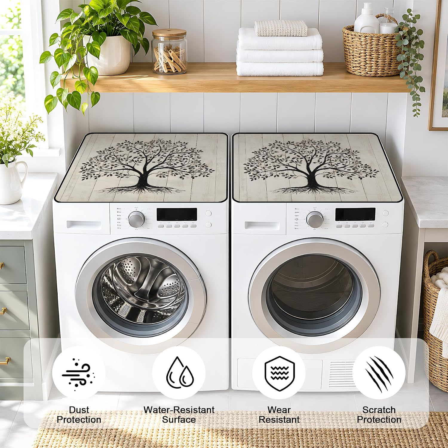 Thumbnail 4 de NYZE XYJD-002 Washer and Dryer Top Mat, Non-Slip, Waterproof, Tree of Life